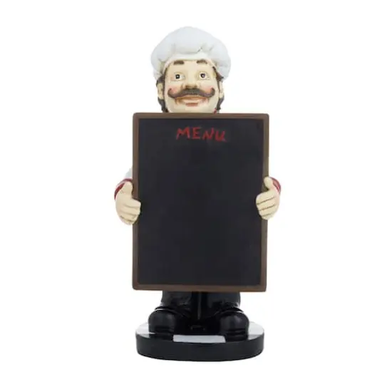 13" Polystone Chef with Black Chalkboard Sign {1}
