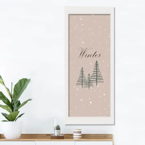 Christmas Tree Snow White Framed Print Under Plexiglass {3}