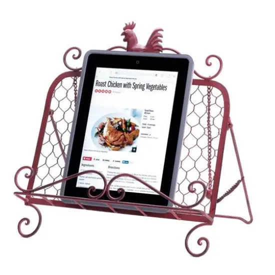 13.5" Red Rooster Cookbook Stand {3}