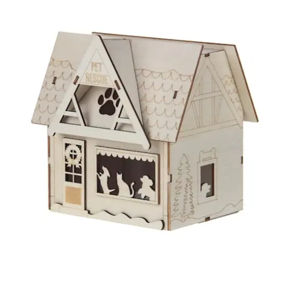 6" Unfinished Village Pet Rescue DIY LED Wood D&eacute;cor by Make Market&reg; {4}
