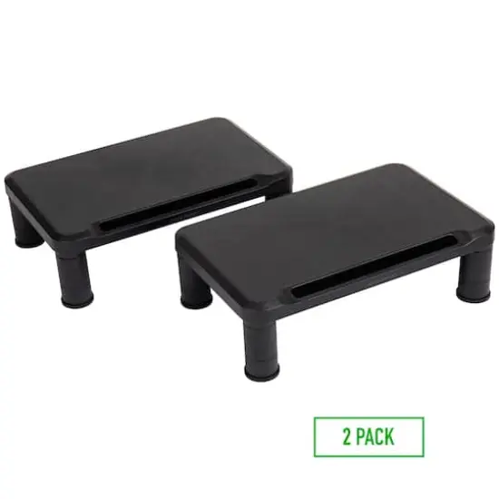 Mind Reader Black Small Plastic Monitor Riser Stand Set {5}