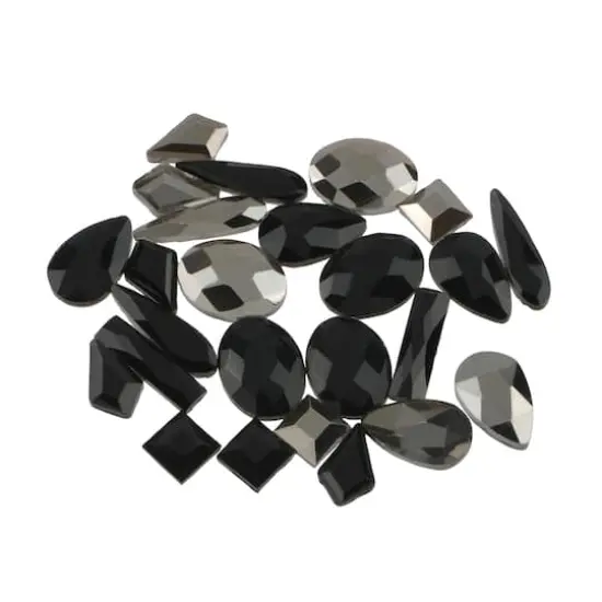 Jewel Shapes Glass Flatback Rhinestones by Bead Landing™ Black {3}
