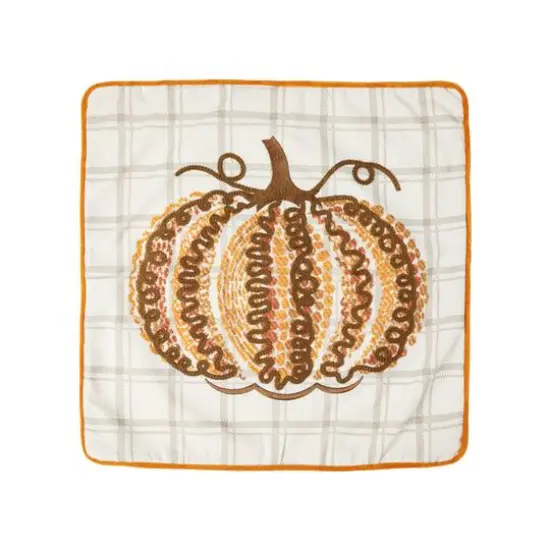 Glitzhome&reg; 18" Fall Embroidered Pumpkin Pillow Cover {1}