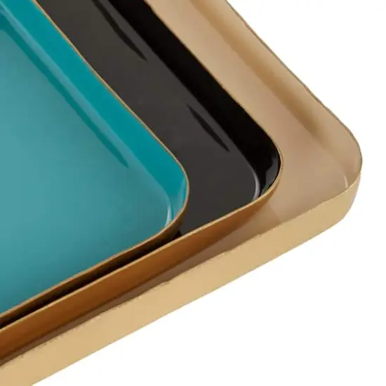 Multi Colored Metal Contemporary Tray Set {5}