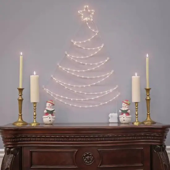 37" Pre-Lit LED Hanging Metal Wire Tree Decoration {3}