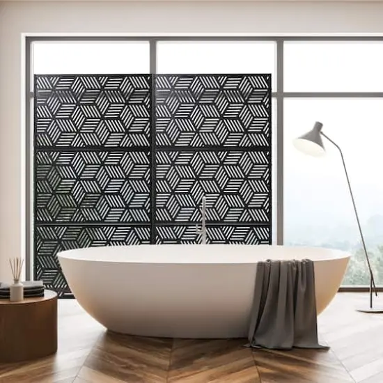 Glitzhome&reg; 6ft. Black Galvanized Steel Geometric Room Divider {5}
