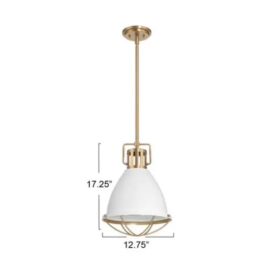 Hello Honey&reg; Kent Industrial Oversized Caged Metal Ceiling Light White/Gold {6}