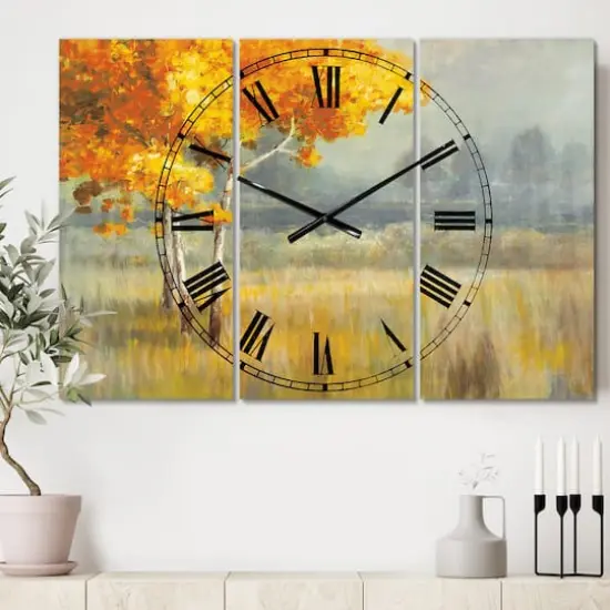 Designart 'Autumn Landscape Farmhouse Multipanel Wall Clock {3}