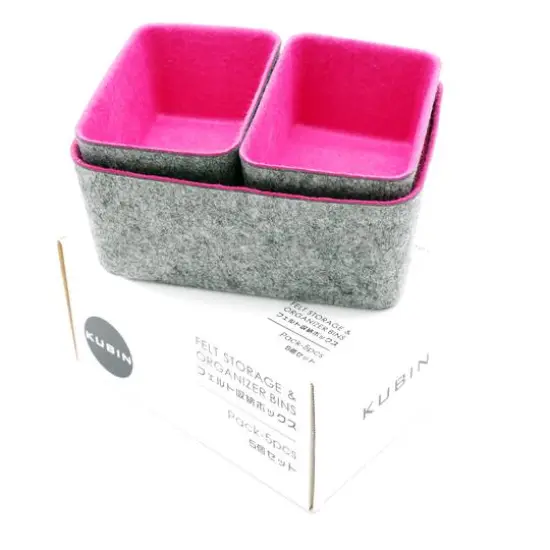 Welaxy Felt 5 Piece Drawer Organizer Bins Hot Pink {9}
