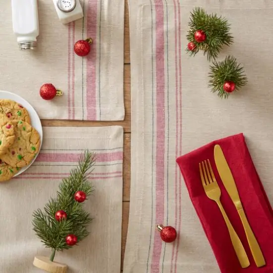 DII&reg; French Stripe Placemats, 6ct. Tango Red {6}