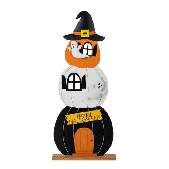 Glitzhome® 35"H Halloween Wooden Pumpkin Haunted House Porch Decor {7}