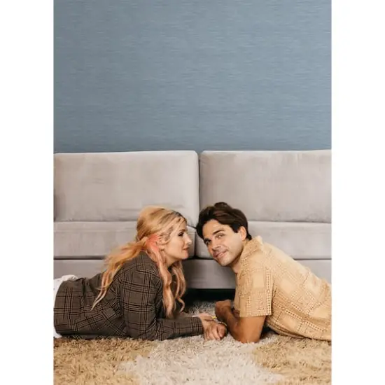 RoomMates Mr. Kate Stella Grasscloth Peel & Stick Wallpaper Dusty Blue {6}