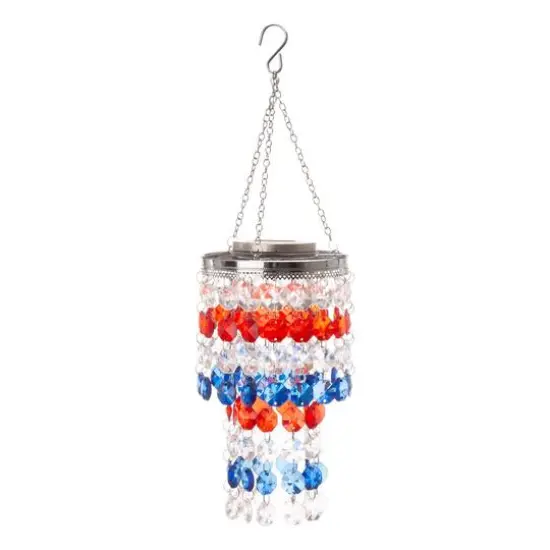Glitzhome&reg; 19" Solar Lighted Hanging D&eacute;cor with Multicolored Jewel Beads {1}