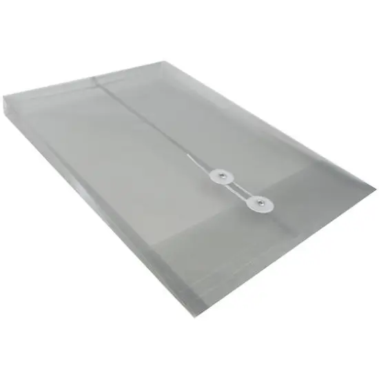 JAM Paper Legal Size Plastic Envelopes with Button & String Tie Closure, 12ct. Smoke Gray {6}
