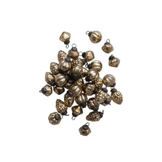 Hello Honey&reg; 36 Pack 1" Antique Gold Mixed Shape Embossed Mercury Glass Ornaments {5}