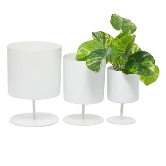 Metal Modern Planters Set White {1}