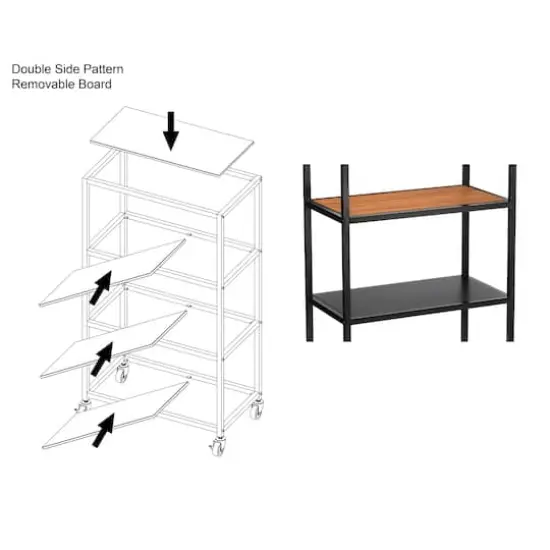 Black Heights 4-Tier Rolling Cart by Simply Tidy&reg; {4}