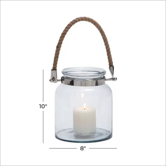 10'' Clear Glass Coastal Candle Lantern {4}