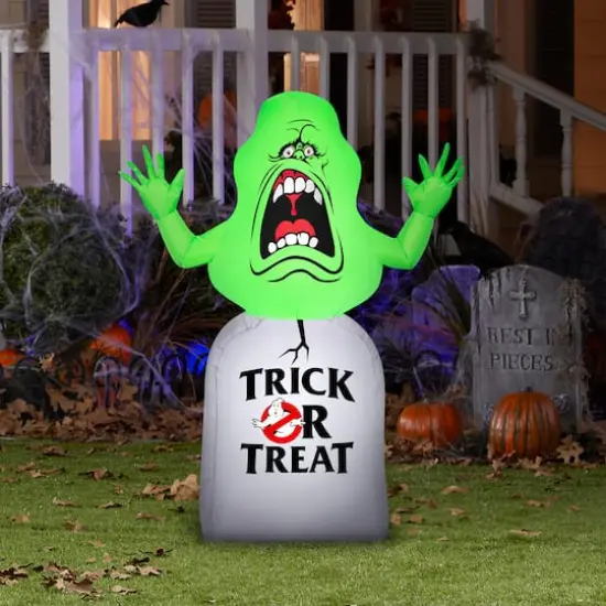 3.5ft. Airblown® Inflatable Halloween Ghostbusters Slimer on Tombstone {3}