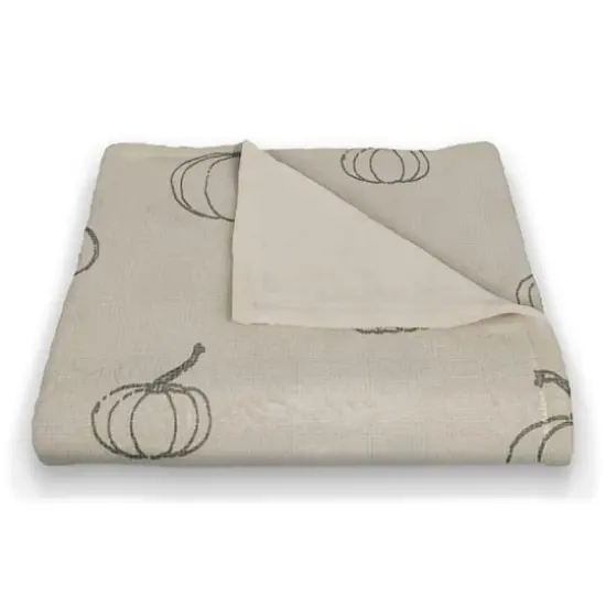 Gray Mini Pumpkin Patterned Coral Fleece Blanket {3}