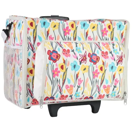 Everything Mary Tan Floral Deluxe Rolling Nurse Bag {3}