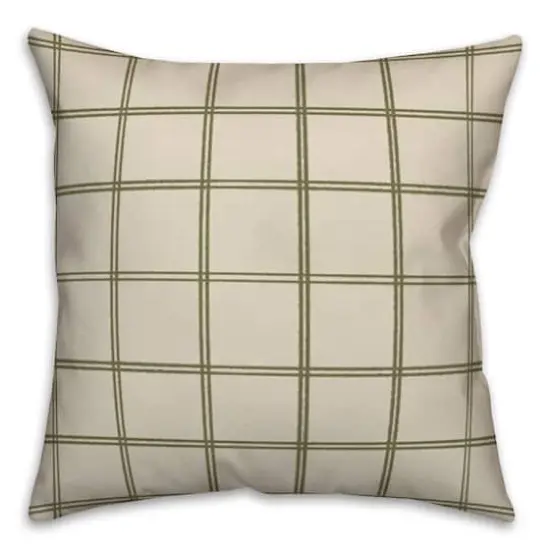 Cream & Green Check Throw Pillow {3}