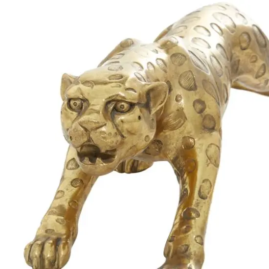 34" Gold Polystone Glam Leopard Sculpture {7}
