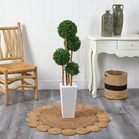 4ft. UV Resistant Boxwood Artificial Topiary Tree in Planter {5}