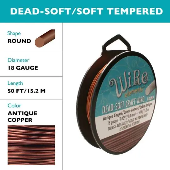 The Beadsmith&reg; Wire Elements&trade; 18 Gauge Tarnish Resistant Soft Temper Wire, 50ft. Antique Copper {6}