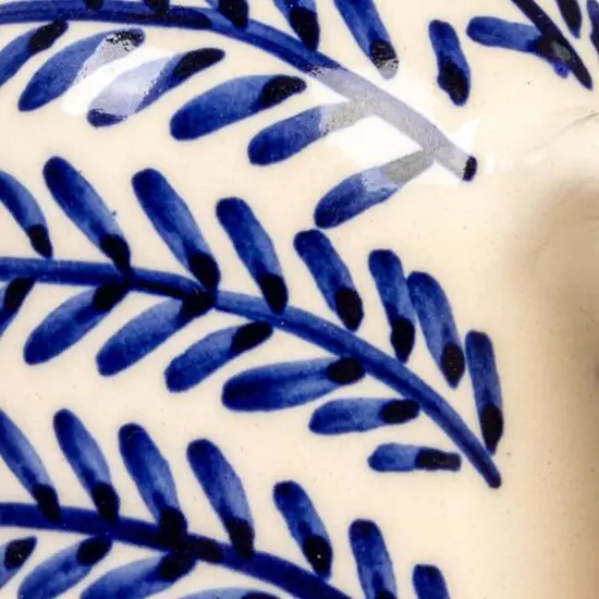 Hello Honey 8 oz. Hand-Painted Stoneware Oil Cruet with Design and Cork Stopper, Cream Color and Blue {8}