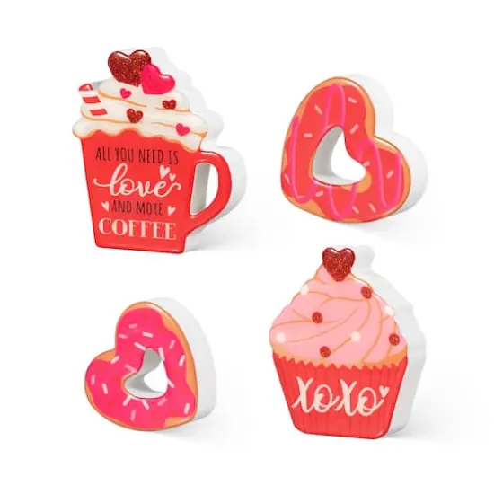 Glitzhome® Valentine's Wooden Cup Cakes & Heart Table Décor Set {9}