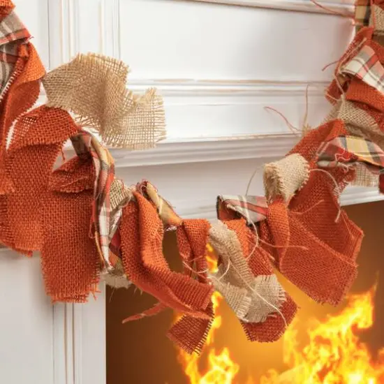 Glitzhome&reg; 6ft. Fall Plaid Fabric Garland {13}