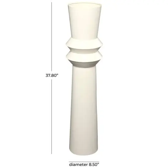 3ft. Cream Metal Tall Art Deco Fluted Floor Vase {6}