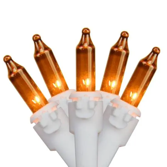 50ct. Mini Christmas String Lights with White Wire Orange {1}