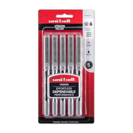 Uni-Ball&reg; Vision Rollerball 5 Black 0.7mm Pen Set {1}