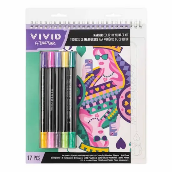 VIVID by Brea Reese® Queen of Hearts Marker Color-by-Number Kit {1}