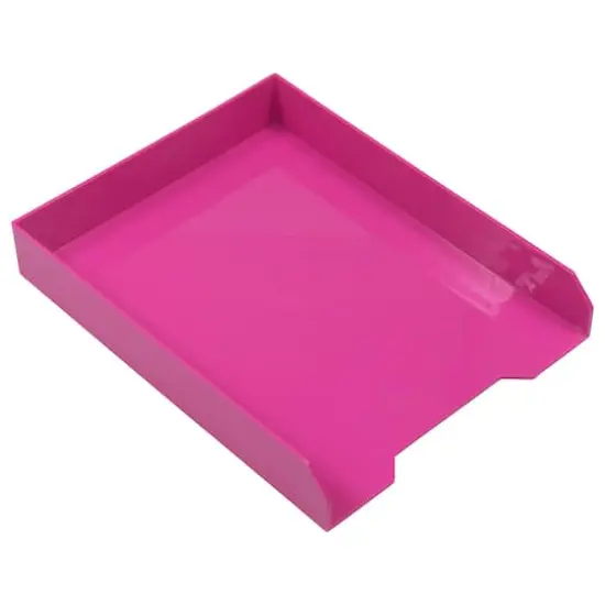 JAM Paper Stackable Desktop Paper Tray, 2ct. Pink {1}