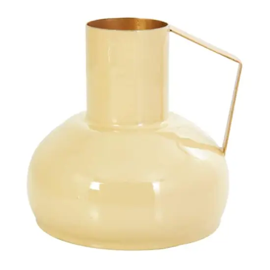 CosmoLiving by Cosmopolitan Yellow Metal Abstract Enameled Vase with Gold Handle Set {3}