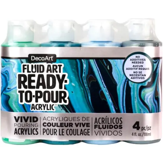 DecoArt&reg; Fluid Art Ready to Pour Acrylic&trade; Silver Seas Paint Pack {1}