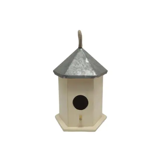 7" Unfinished Hexagon Plywood Birdhouse by Make Market&reg; {1}