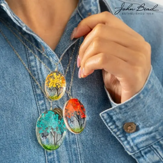 John Bead 22mm x 30mm Dried Flower Assorted Pendants {5}