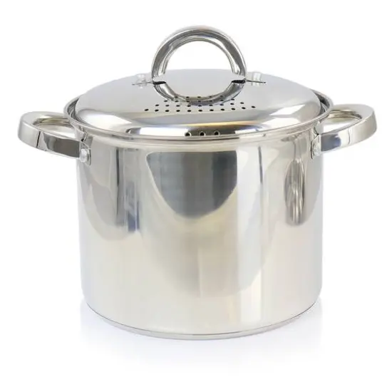Oster Sangerfield 5qt. Stainless Steel Pasta Pot with Strainer Lid and Steamer Basket {6}
