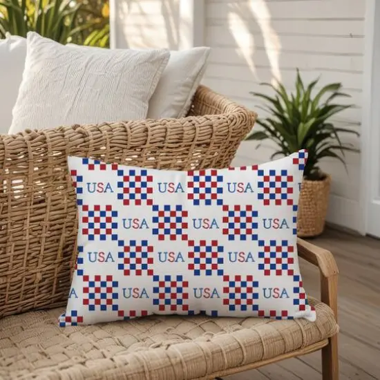 20" x 14" USA Check Pattern Indoor Outdoor Pillow {7}
