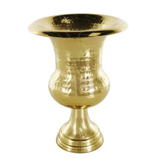 13" Gold Aluminum Hammered Goblet Vase {7}