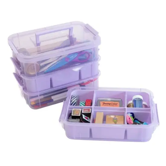 Everything Mary Four Tray Plastic Storage Organizer Purple {5}