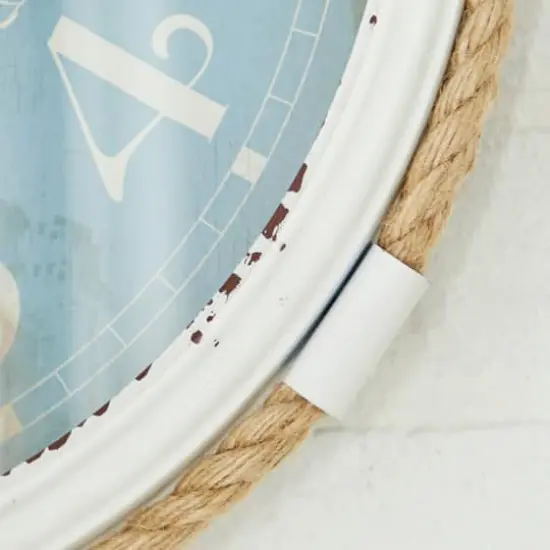 17" Blue Metal Coastal Wall Clock {3}