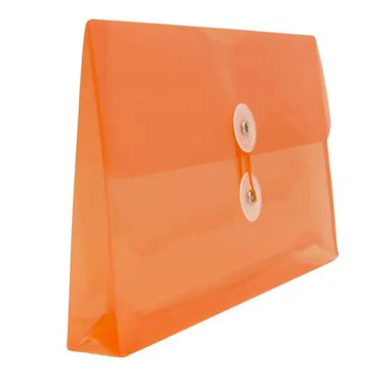 JAM Paper #10 Plastic Envelopes with Button & String Tie Closure, 12ct. Orange {5}
