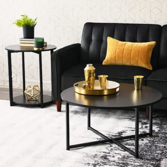 Household Essentials Jamestown 24" Round End Table Black Oak {5}