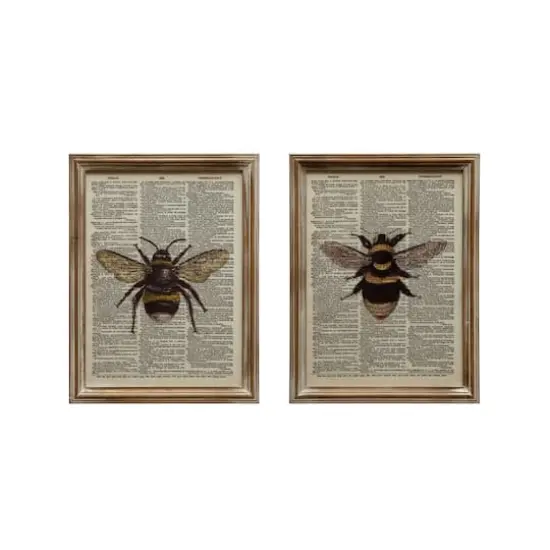 Hello Honey&reg; Wood Framed Glass Bee Book Print Wall D&eacute;cor Set {1}