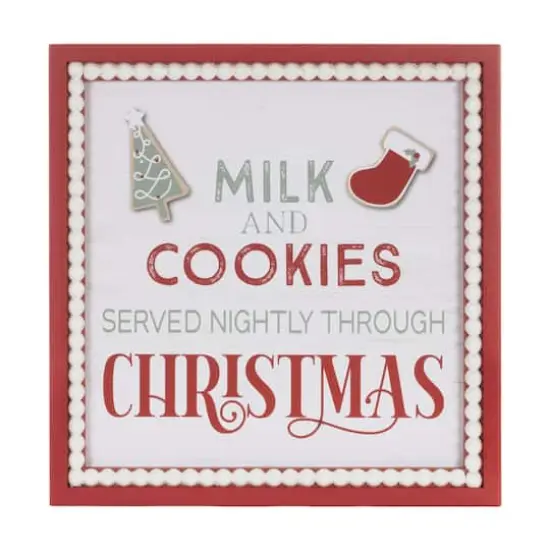 15" Framed Milk & Cookies Wall Sign {1}